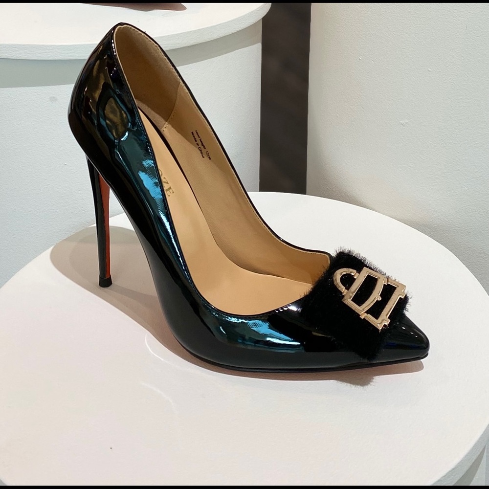 120mm patent leather pumps